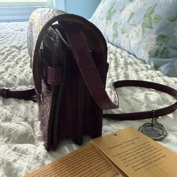 Patricia Nash Dark Purple Croc-Embossed Crossbody Bag - Picture 6 of 12